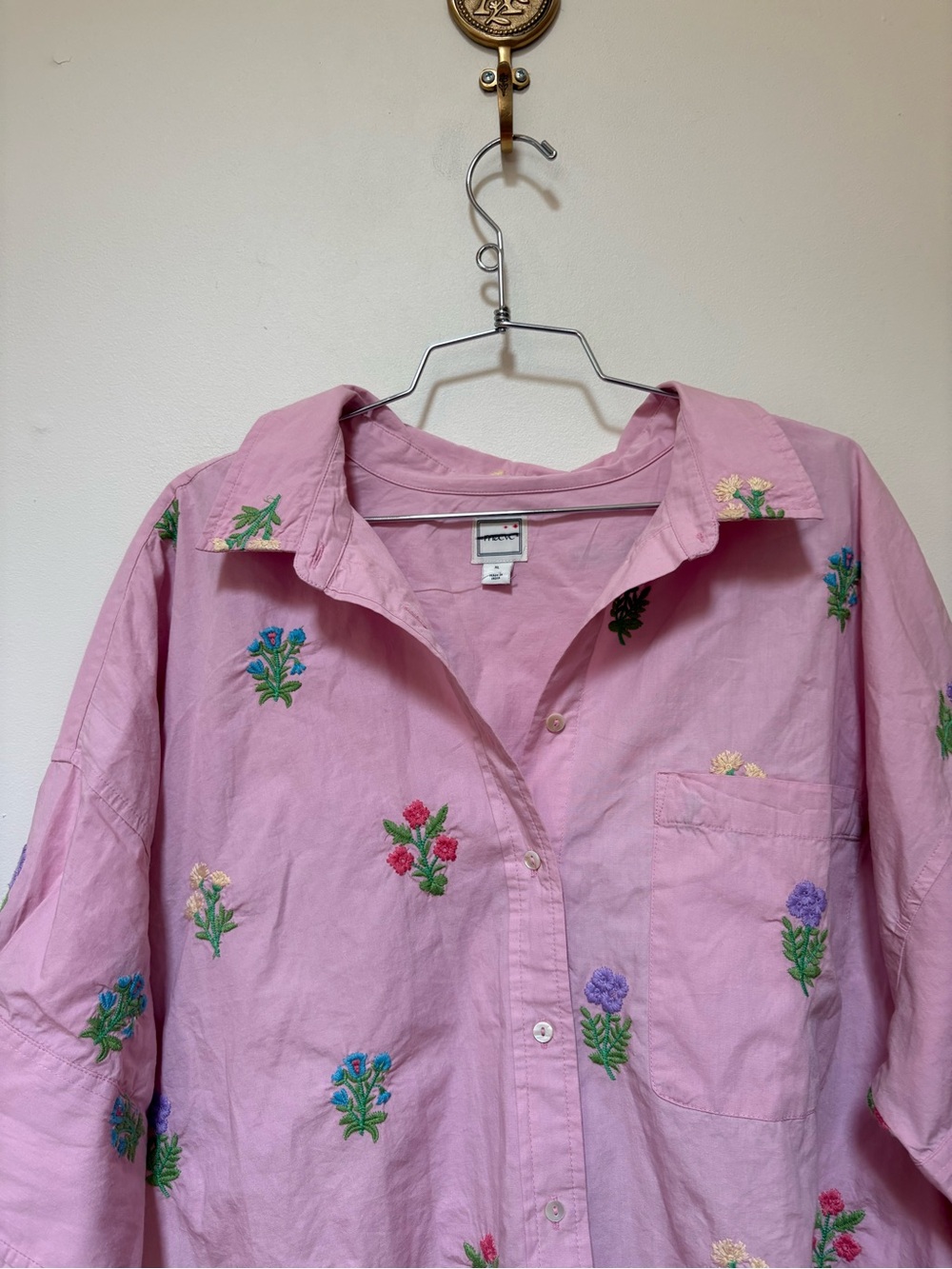 NWOT Maeve Mabel Boxy Embroidered Oxford Shirt Size XL - Picture 6 of 15